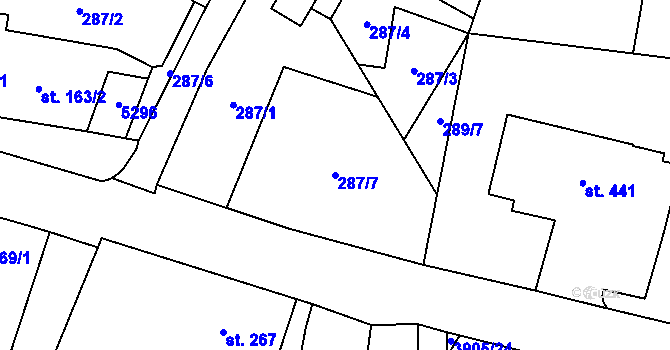 Parcela st. 287/7 v KÚ Brumovice u Opavy, Katastrální mapa