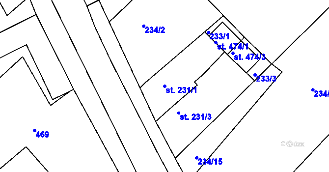 Parcela st. 231/1 v KÚ Skrochovice, Katastrální mapa