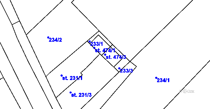 Parcela st. 474/3 v KÚ Skrochovice, Katastrální mapa