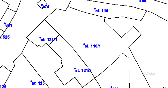 Parcela st. 116/1 v KÚ Skrochovice, Katastrální mapa