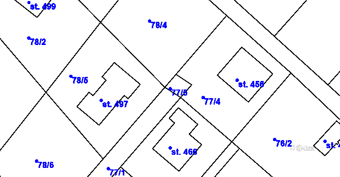 Parcela st. 77/5 v KÚ Skrochovice, Katastrální mapa