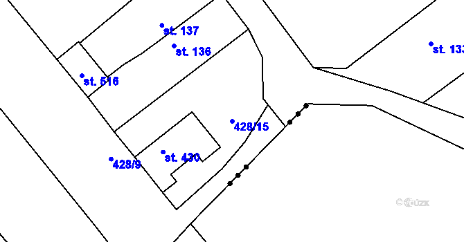 Parcela st. 428/15 v KÚ Skrochovice, Katastrální mapa