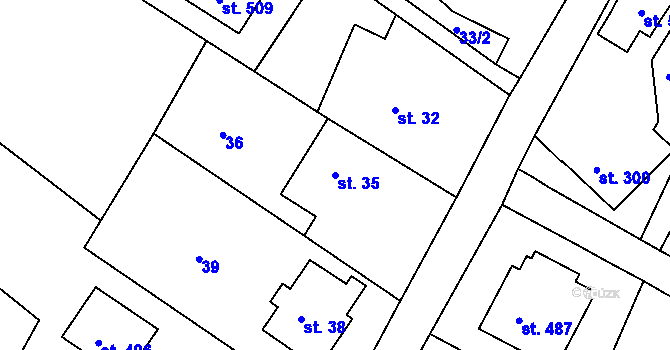 Parcela st. 35 v KÚ Skrochovice, Katastrální mapa