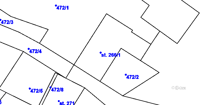 Parcela st. 266/1 v KÚ Skrochovice, Katastrální mapa