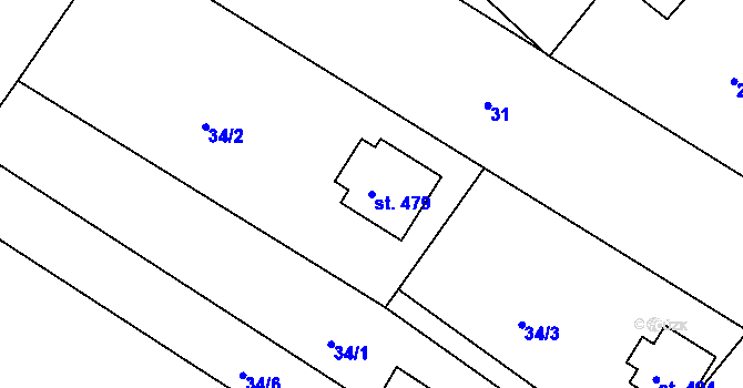 Parcela st. 479 v KÚ Skrochovice, Katastrální mapa