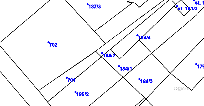 Parcela st. 184/2 v KÚ Skrochovice, Katastrální mapa