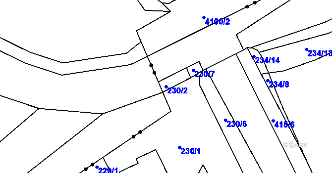 Parcela st. 230/2 v KÚ Skrochovice, Katastrální mapa