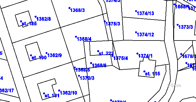 Parcela st. 222 v KÚ Úblo, Katastrální mapa