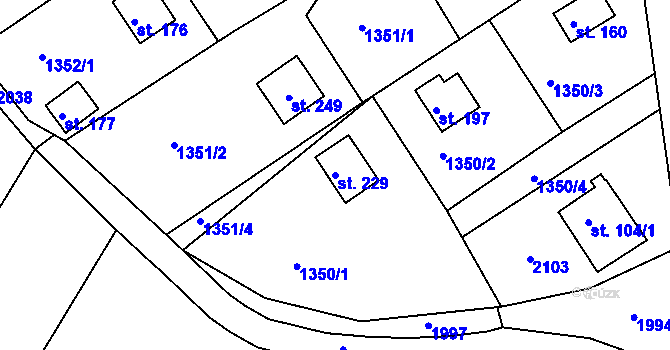 Parcela st. 229 v KÚ Úblo, Katastrální mapa