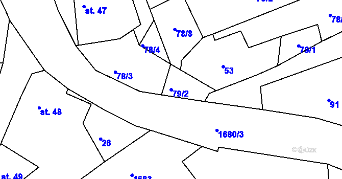 Parcela st. 79/2 v KÚ Úblo, Katastrální mapa