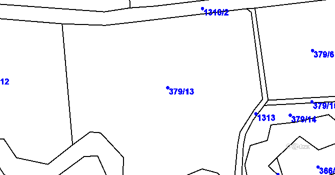 Parcela st. 379/13 v KÚ Úblo, Katastrální mapa