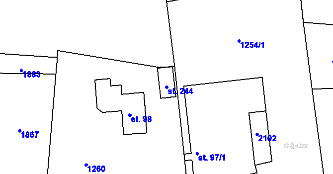 Parcela st. 244 v KÚ Úblo, Katastrální mapa