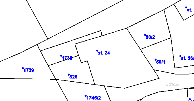 Parcela st. 24 v KÚ Úblo, Katastrální mapa