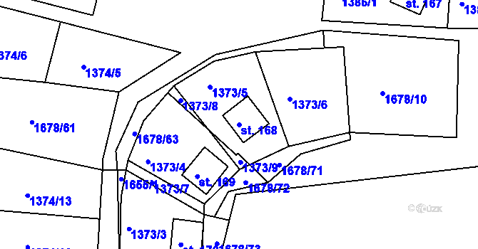 Parcela st. 168 v KÚ Úblo, Katastrální mapa
