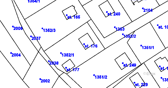 Parcela st. 176 v KÚ Úblo, Katastrální mapa