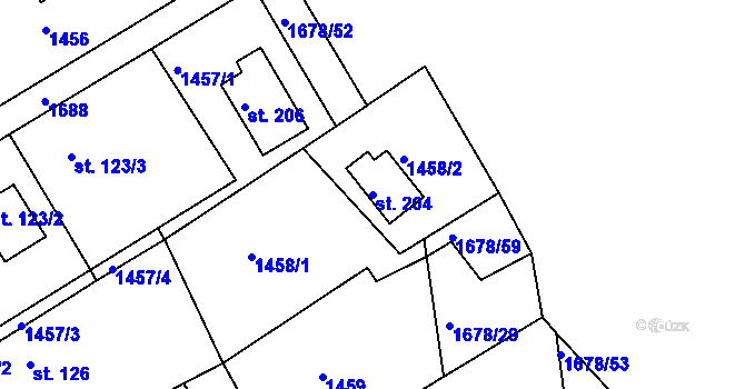 Parcela st. 204 v KÚ Úblo, Katastrální mapa