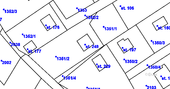 Parcela st. 249 v KÚ Úblo, Katastrální mapa