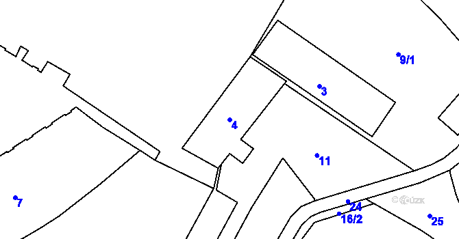 Parcela st. 4 v KÚ Bruntál-město, Katastrální mapa