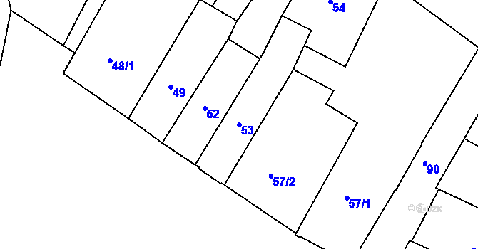 Parcela st. 53 v KÚ Bruntál-město, Katastrální mapa