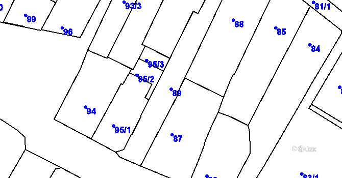 Parcela st. 89 v KÚ Bruntál-město, Katastrální mapa