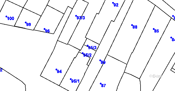 Parcela st. 95/3 v KÚ Bruntál-město, Katastrální mapa