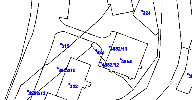 Parcela st. 323 v KÚ Bruntál-město, Katastrální mapa