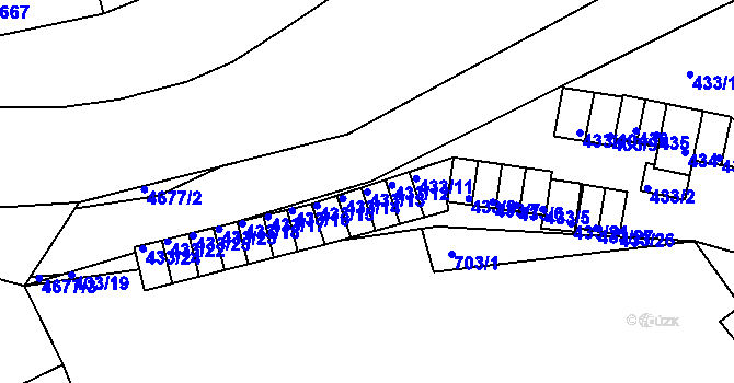 Parcela st. 433/13 v KÚ Bruntál-město, Katastrální mapa