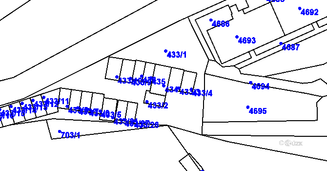 Parcela st. 434 v KÚ Bruntál-město, Katastrální mapa