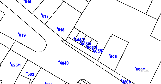 Parcela st. 605/3 v KÚ Bruntál-město, Katastrální mapa