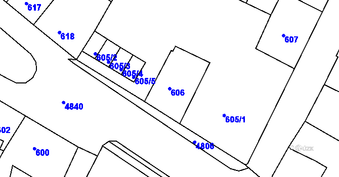 Parcela st. 606 v KÚ Bruntál-město, Katastrální mapa