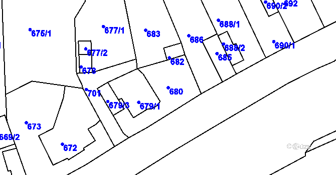 Parcela st. 680 v KÚ Bruntál-město, Katastrální mapa