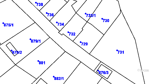 Parcela st. 729 v KÚ Bruntál-město, Katastrální mapa