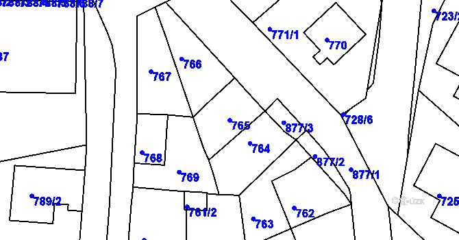 Parcela st. 765 v KÚ Bruntál-město, Katastrální mapa