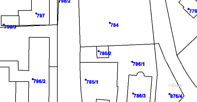 Parcela st. 786/2 v KÚ Bruntál-město, Katastrální mapa