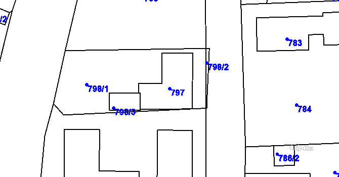 Parcela st. 797 v KÚ Bruntál-město, Katastrální mapa