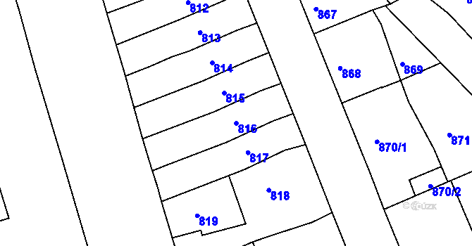 Parcela st. 816 v KÚ Bruntál-město, Katastrální mapa