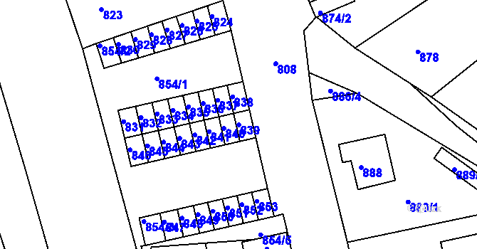 Parcela st. 839 v KÚ Bruntál-město, Katastrální mapa