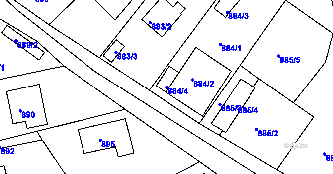 Parcela st. 884/4 v KÚ Bruntál-město, Katastrální mapa