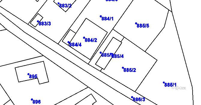 Parcela st. 885/3 v KÚ Bruntál-město, Katastrální mapa