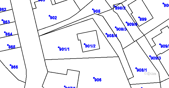 Parcela st. 901/2 v KÚ Bruntál-město, Katastrální mapa