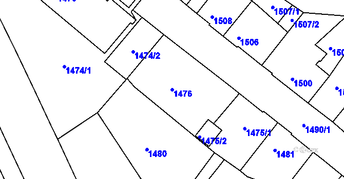 Parcela st. 1476 v KÚ Bruntál-město, Katastrální mapa