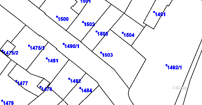 Parcela st. 1503 v KÚ Bruntál-město, Katastrální mapa