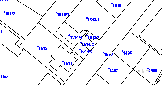 Parcela st. 1514/2 v KÚ Bruntál-město, Katastrální mapa