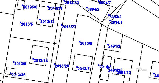 Parcela st. 2013/8 v KÚ Bruntál-město, Katastrální mapa