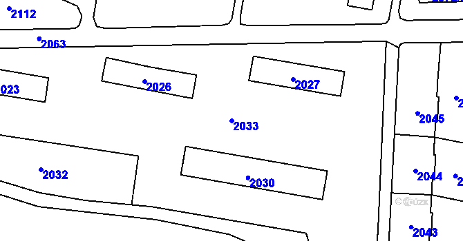 Parcela st. 2033 v KÚ Bruntál-město, Katastrální mapa