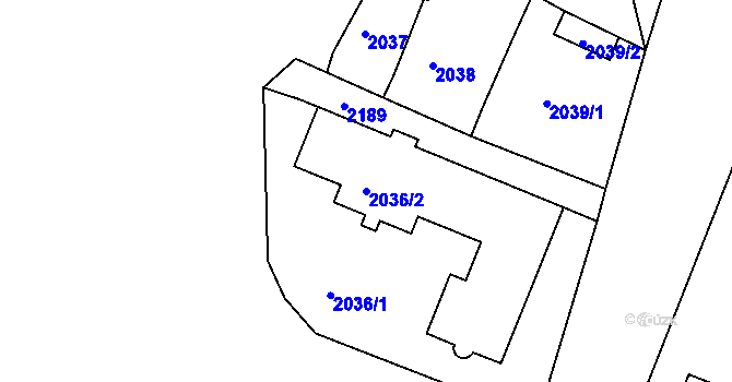 Parcela st. 2036/2 v KÚ Bruntál-město, Katastrální mapa