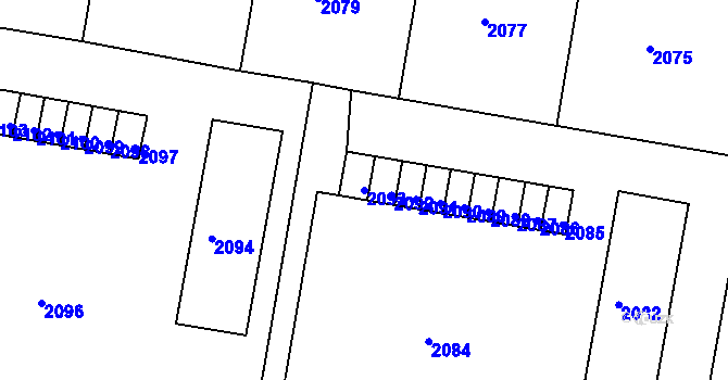 Parcela st. 2093 v KÚ Bruntál-město, Katastrální mapa
