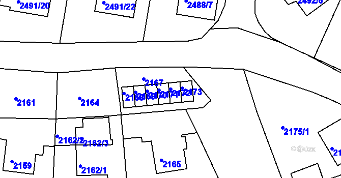 Parcela st. 2172 v KÚ Bruntál-město, Katastrální mapa