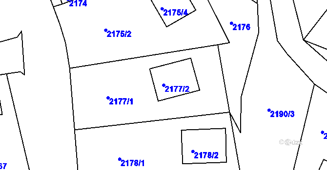 Parcela st. 2177/2 v KÚ Bruntál-město, Katastrální mapa