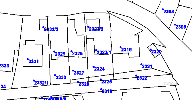 Parcela st. 2323/1 v KÚ Bruntál-město, Katastrální mapa